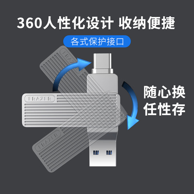 Lenovo 联想 异能者 F500 USB3.2 U盘 银色 128GB USB-A/Type-C 48.9元