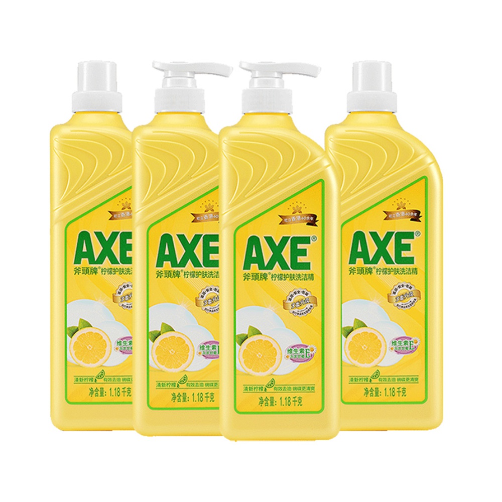 88VIP：AXE 斧头 牌洗洁精柠檬护肤1.18kg*4可洗果蔬家庭装家用特价实惠装 35.7