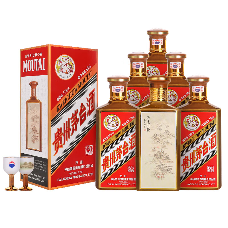 移动端：MOUTAI 茅台 陈酿 燕京八景新版 53度 酱香型白酒 500ml*6瓶 26886.32元