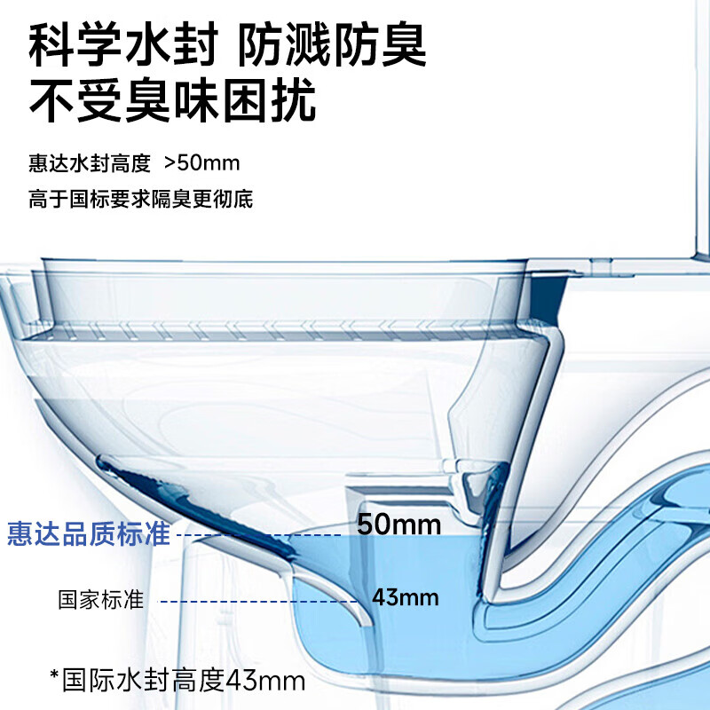 HUIDA 惠达 抽水马桶家用超薄水箱虹吸式卫生间坐便器大冲力一级水效节水C16