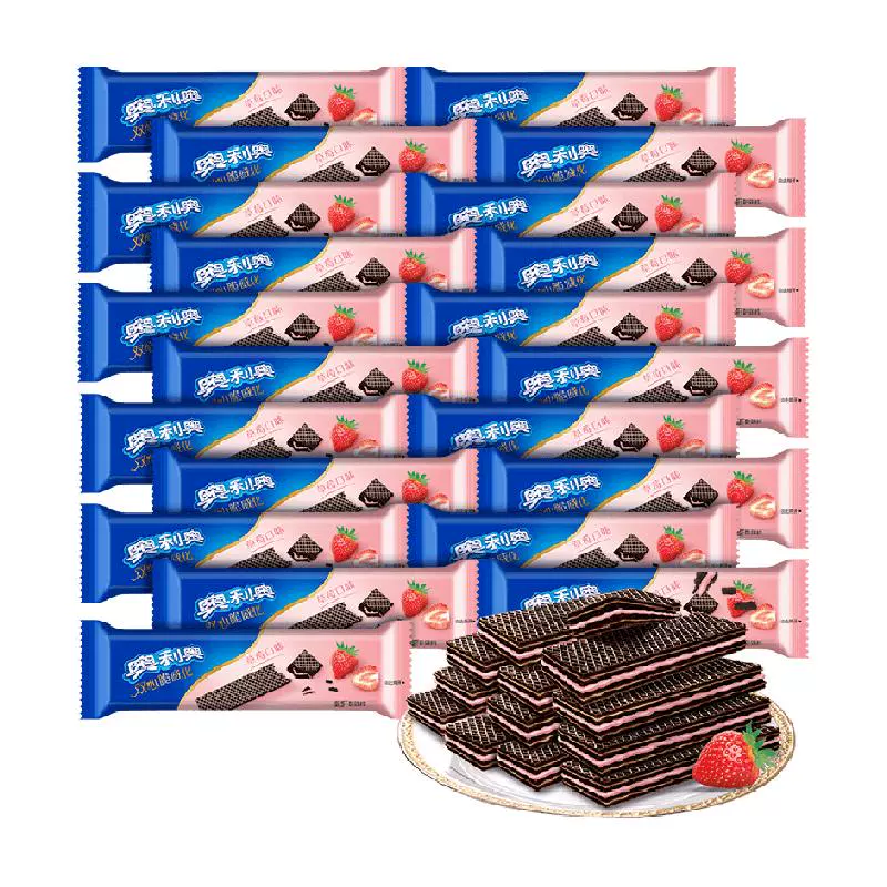 OREO 奥利奥 双心脆威化饼干草莓味25条300g ￥10.15