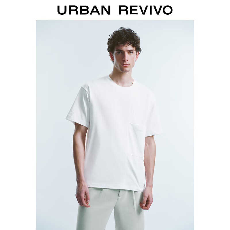 URBAN REVIVO UR2024夏季新款男装时尚休闲解构单口袋棉质短袖T恤UMF440077 124.02元