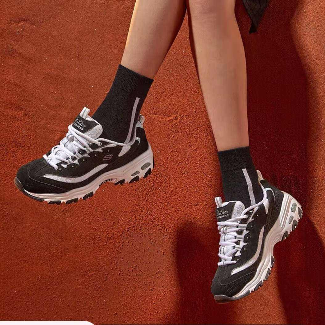 京东plus：斯凯奇（Skechers）女鞋经典熊猫鞋老爹鞋蕾丝+凑单 150.39元（主商