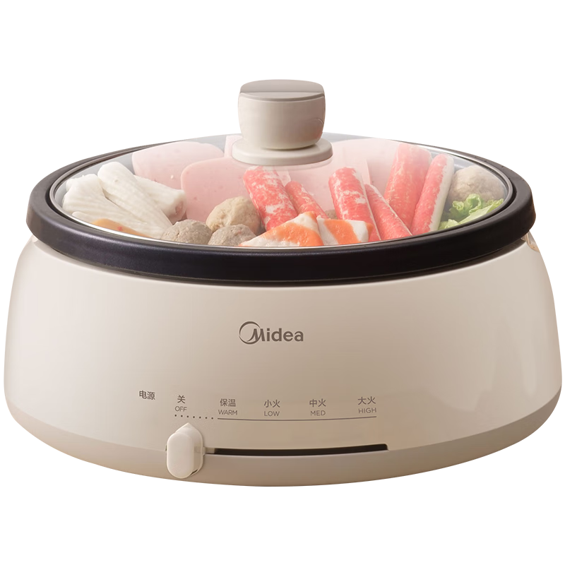 Plus会员：Midea 美的 电火锅 4L容量 可拆卸锅身易清洁 28P151 98.36元（晒单返后