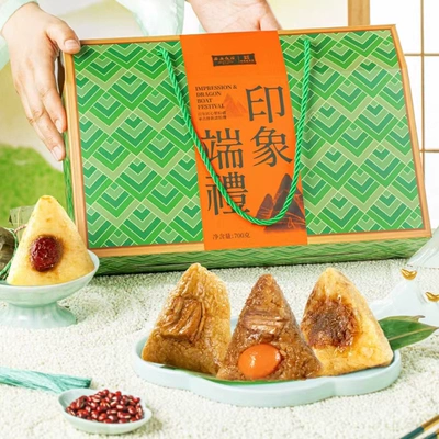 西安饭庄 印象端礼粽子礼盒 10棕4味1000g 19.9元 包邮（需用券）