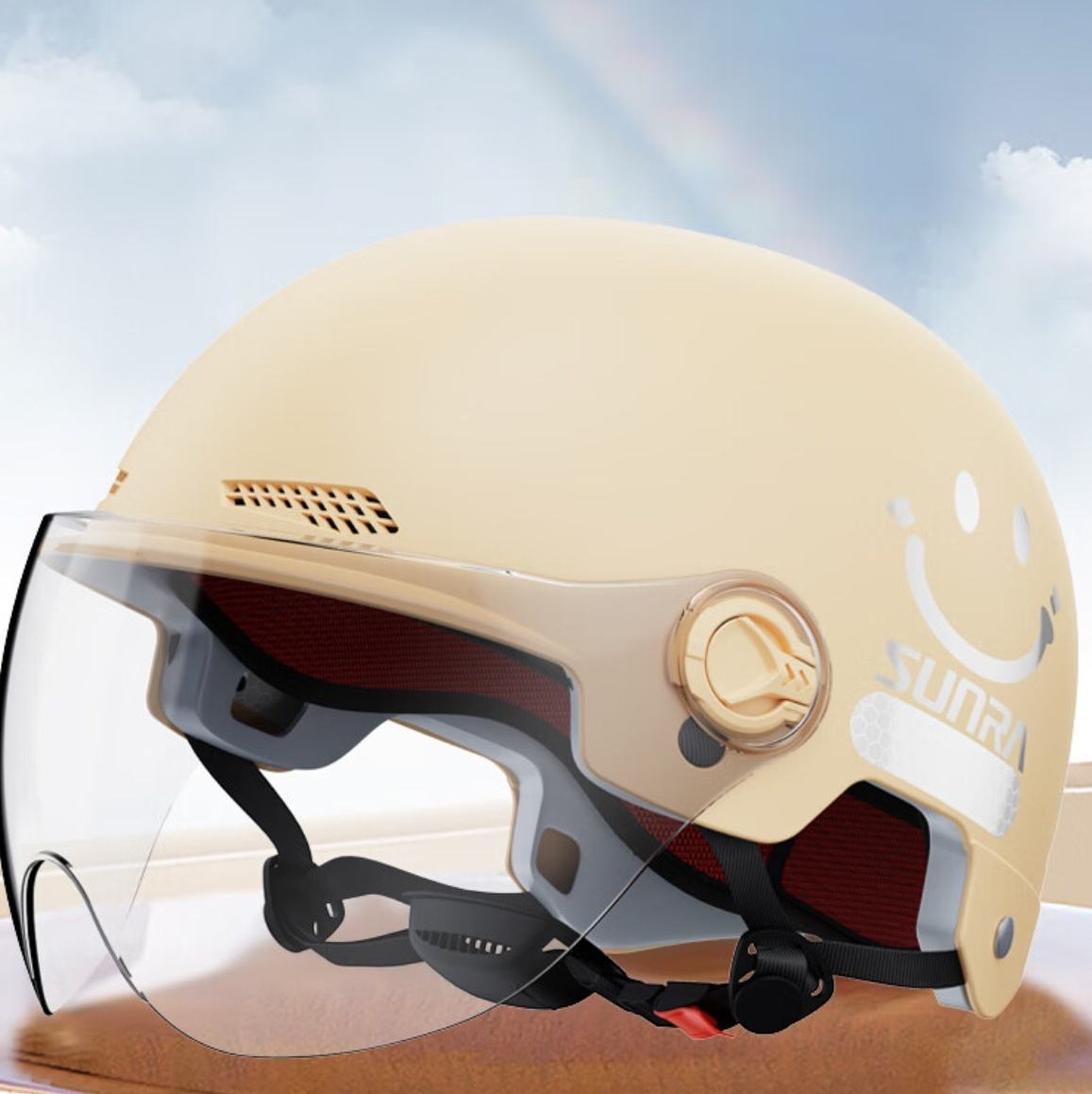 PLUS会员：新日 SUNRA3C认证新国标电动车头盔 卡其+高清短镜 A类 8.51元包邮（