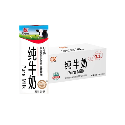 Huishan 辉山 全脂纯牛奶 250ml*24盒 28.4元包邮（可低至26.1元）