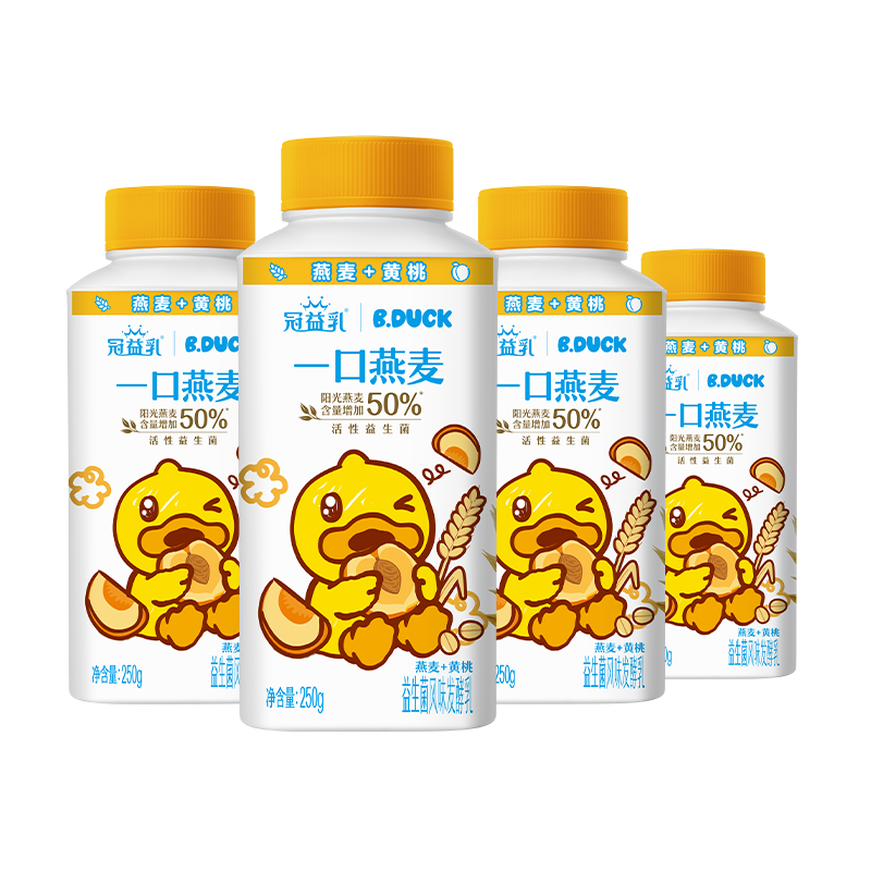 蒙牛 冠益乳燕麦黄桃味低温酸奶 250g*4 12.7元（需买3件，需用券）