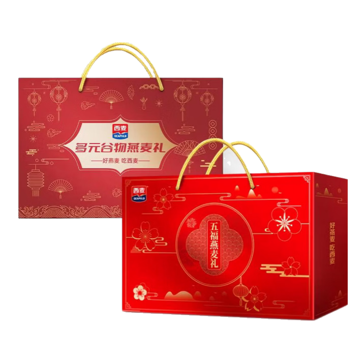 西麦 燕麦年货礼盒组合装 3210g（多元谷物+五福） 49.9元（需用券）