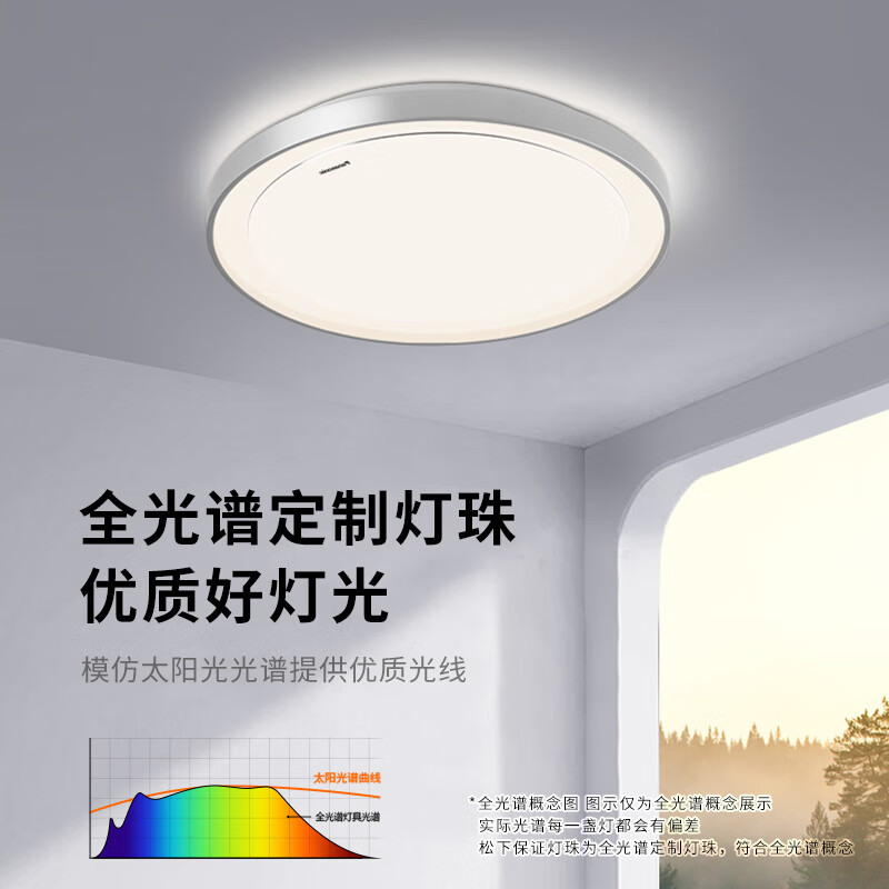 松下 Panasonic 米家智控全光谱吸顶灯 银色框 48w 287.14元（需用券）