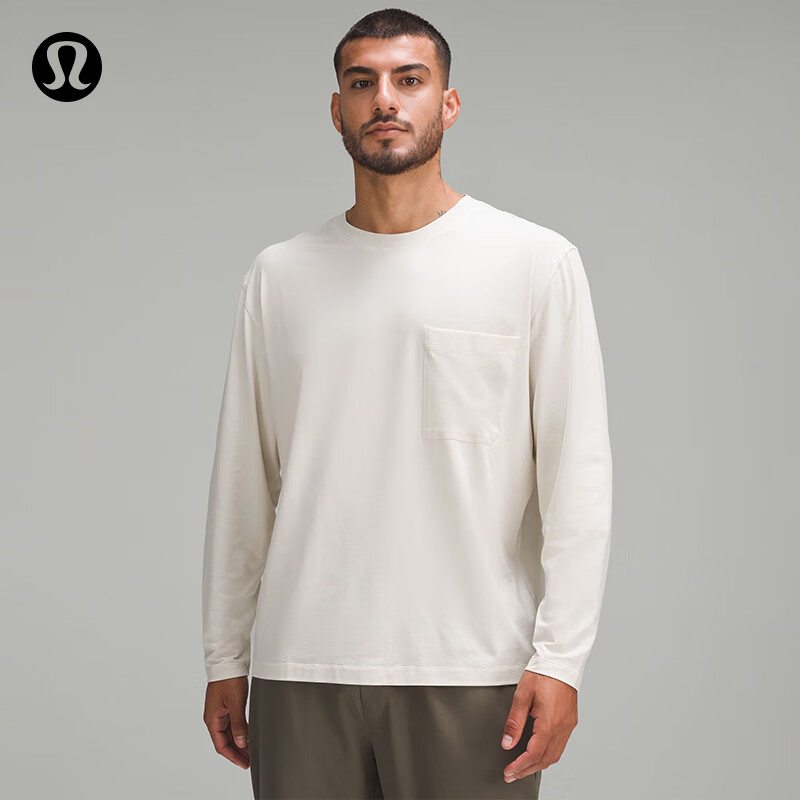 lululemon Fundamental™ 男士宽松款长袖 T 恤 LM3ERUS 米白色 M ￥320