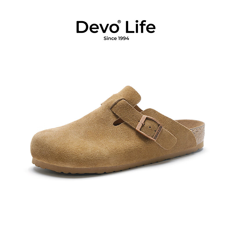 Devo 的沃 Life的沃软木鞋拖鞋 反绒牛皮 情侣款包头鞋 3624 199元