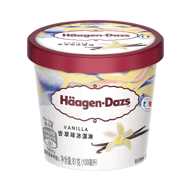 Häagen·Dazs 哈根达斯 经典香草口味冰淇淋 100ml/杯 23.11元