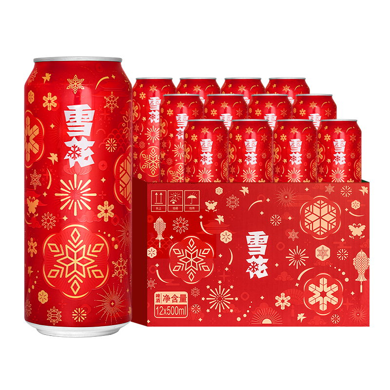 PLUS会员：Snowbeer 雪花啤酒 节庆红罐8度 500ml*12听 *3件 86.93元（需领券，合28.9