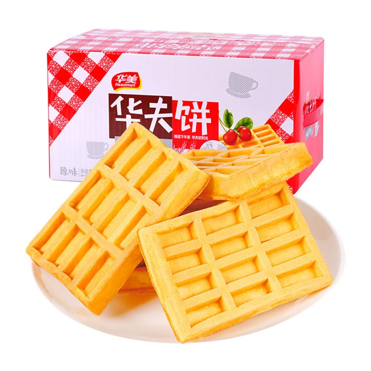 Huamei 华美 华夫饼2斤整箱食品糕点零食松软西式软面包格子早餐饼干糕点点