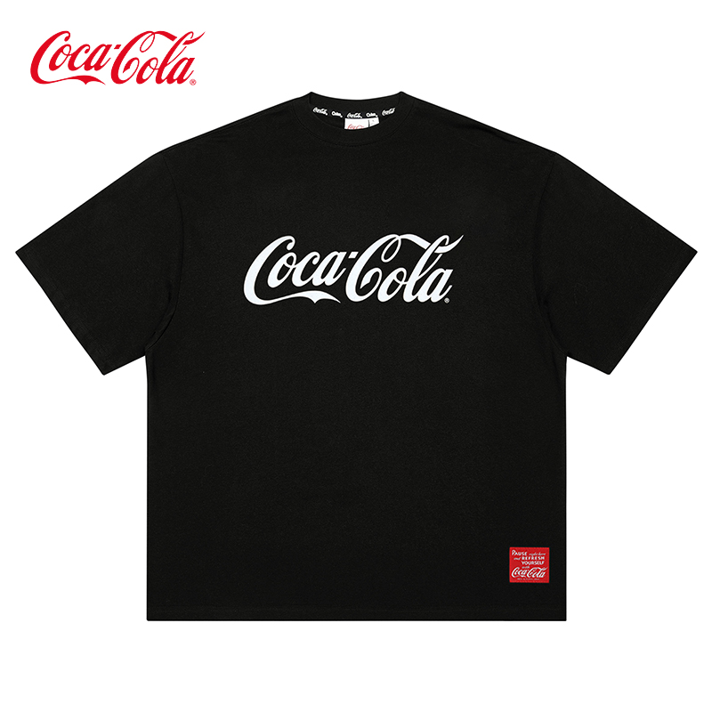 可口可乐 Coca-Cola 美式纯色半袖夏装情侣上衣圆领短袖T恤男女 141.55元