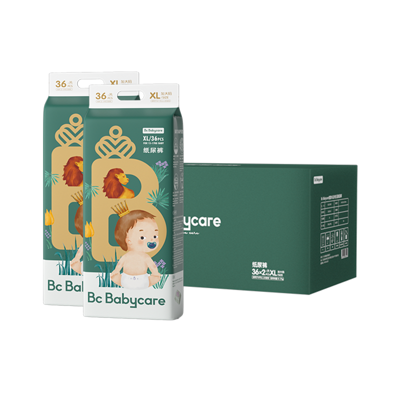 babycare 皇室木法沙的王国纸尿裤XL码62片*2件 赠同款1件 221.6元(赠1件、折合73.8元/件)