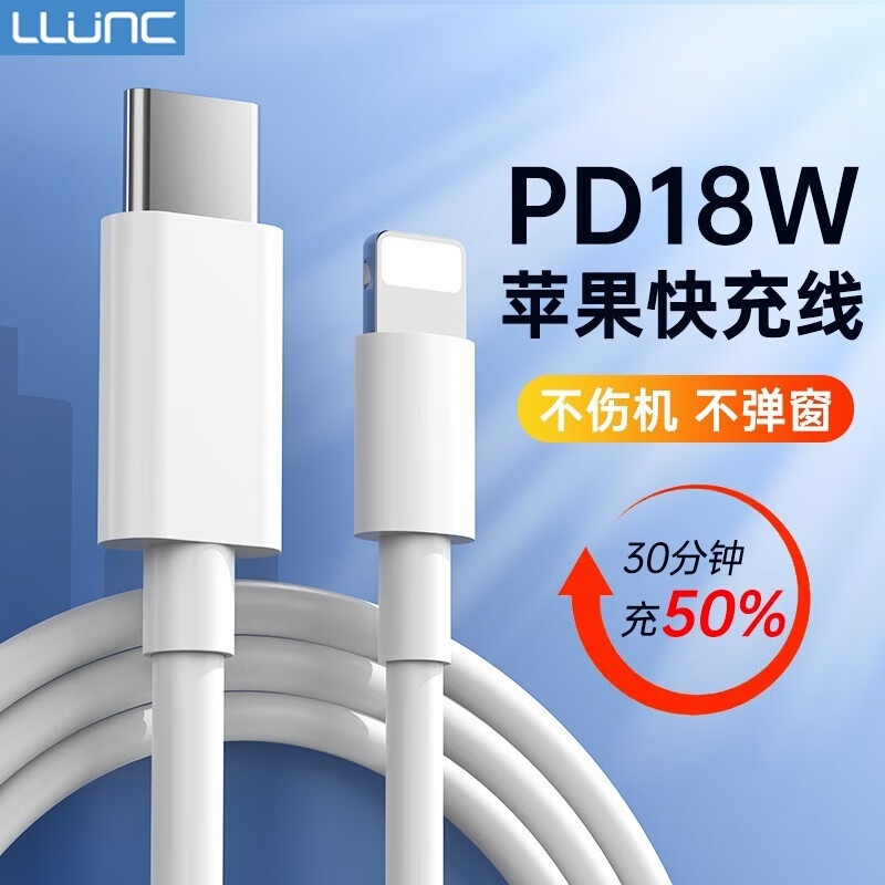 LLUNC 苹果PD20w快充头iPhone14/13Pro充电器12闪充8快速11/xr通用ipad华为平板max数据