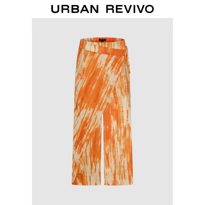 URBAN REVIVO UR2024秋季女装时髦设计感不规则印花阔腿裤UWH640063 浅橙色印花 S 27