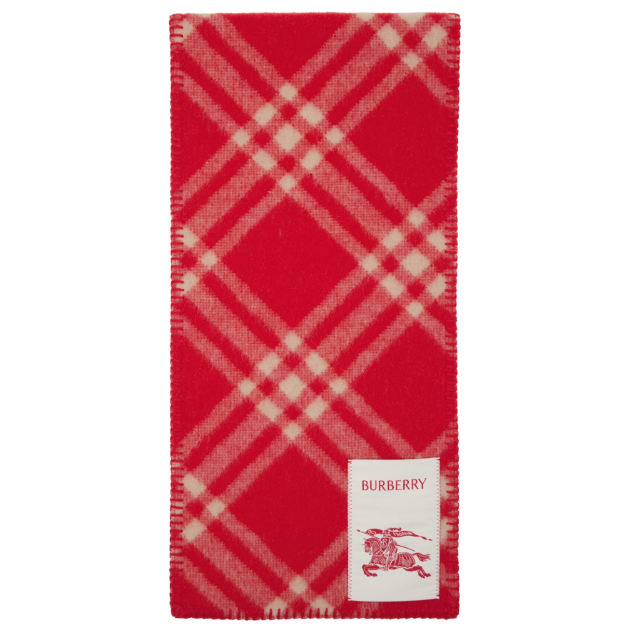 张婧仪同款！Burberry 马年新禧贺岁胶囊系列 蜡笔红格纹羊毛围巾 6.8折 $439 - 清风线报