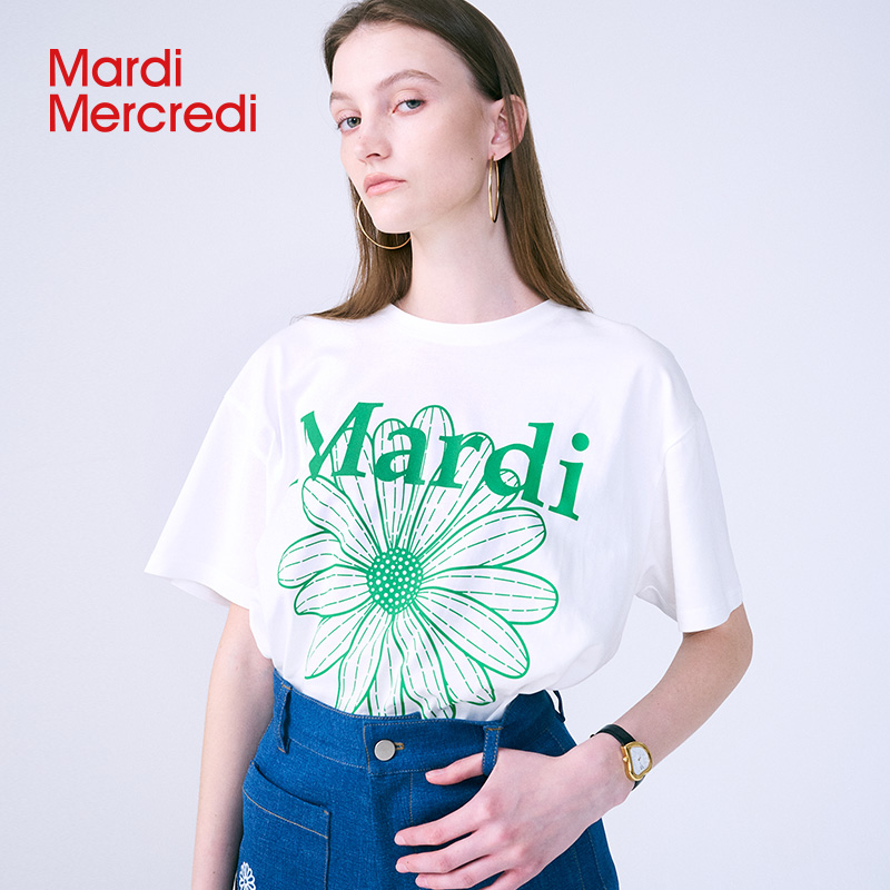 Mardi Mercredi 小雏菊字母印花短袖T恤 269元包邮（下单立减）