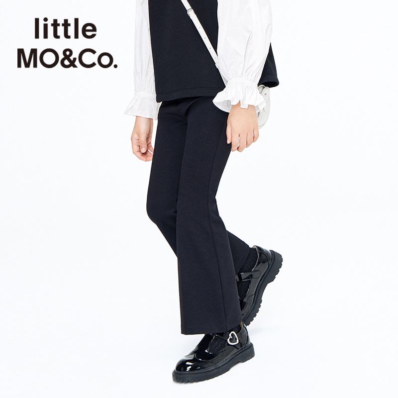 Little MO&CO. little moco童装女童修身微喇儿童黑色纯棉长裤休闲裤 197元