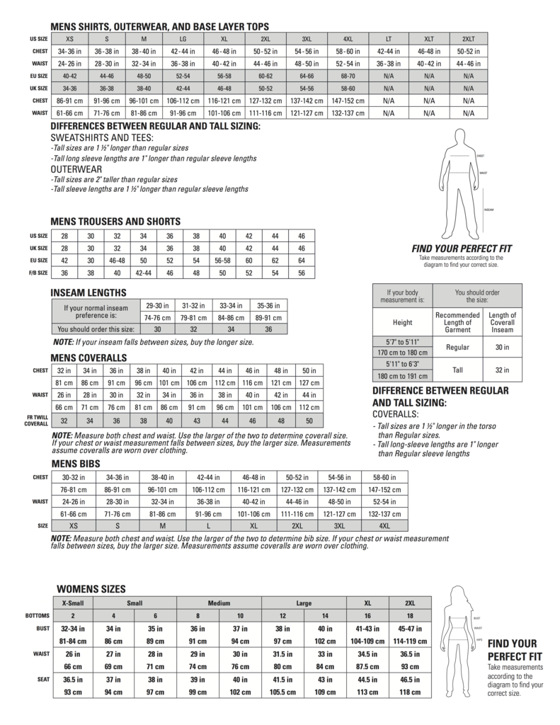 Durable, Comfortable, Functional Workwear - Caterpillar Workwear Fitting and Sizing Guide