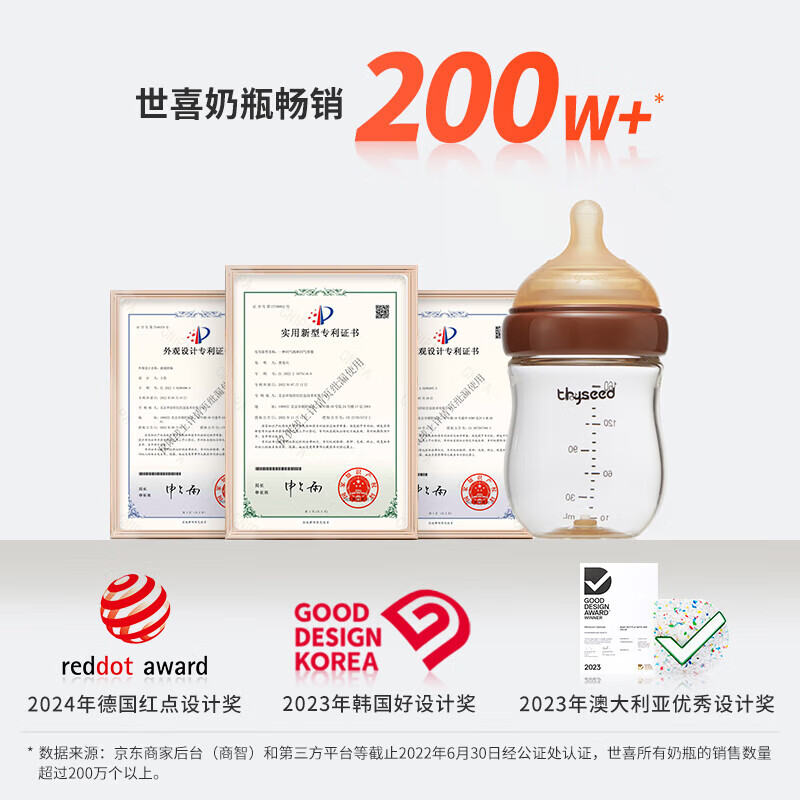 世喜 全家福超值9件套 玻璃奶瓶+大宝宝奶瓶+清洗剂套装 257.21元(需用券)