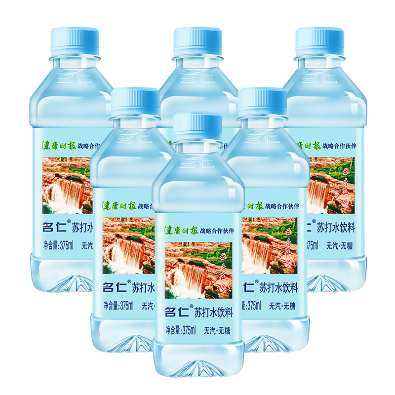 mingren 名仁 苏打水弱碱性无糖饮料375ml×6瓶碱性水 9.41元