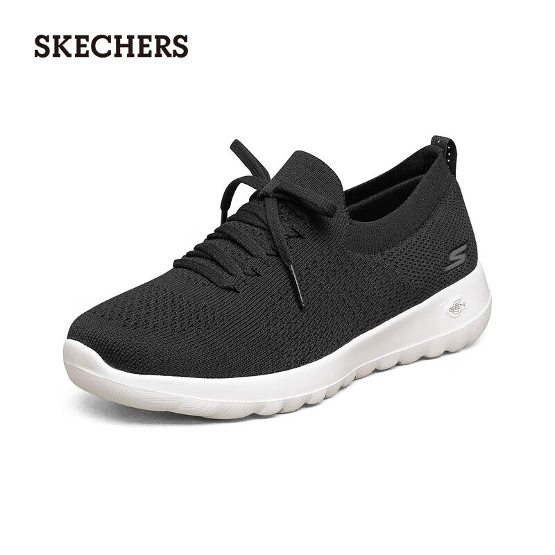 SKECHERS 斯凯奇 休闲鞋女平底透气运动鞋健步鞋女鞋子124192BKW黑色/白色36 127.5