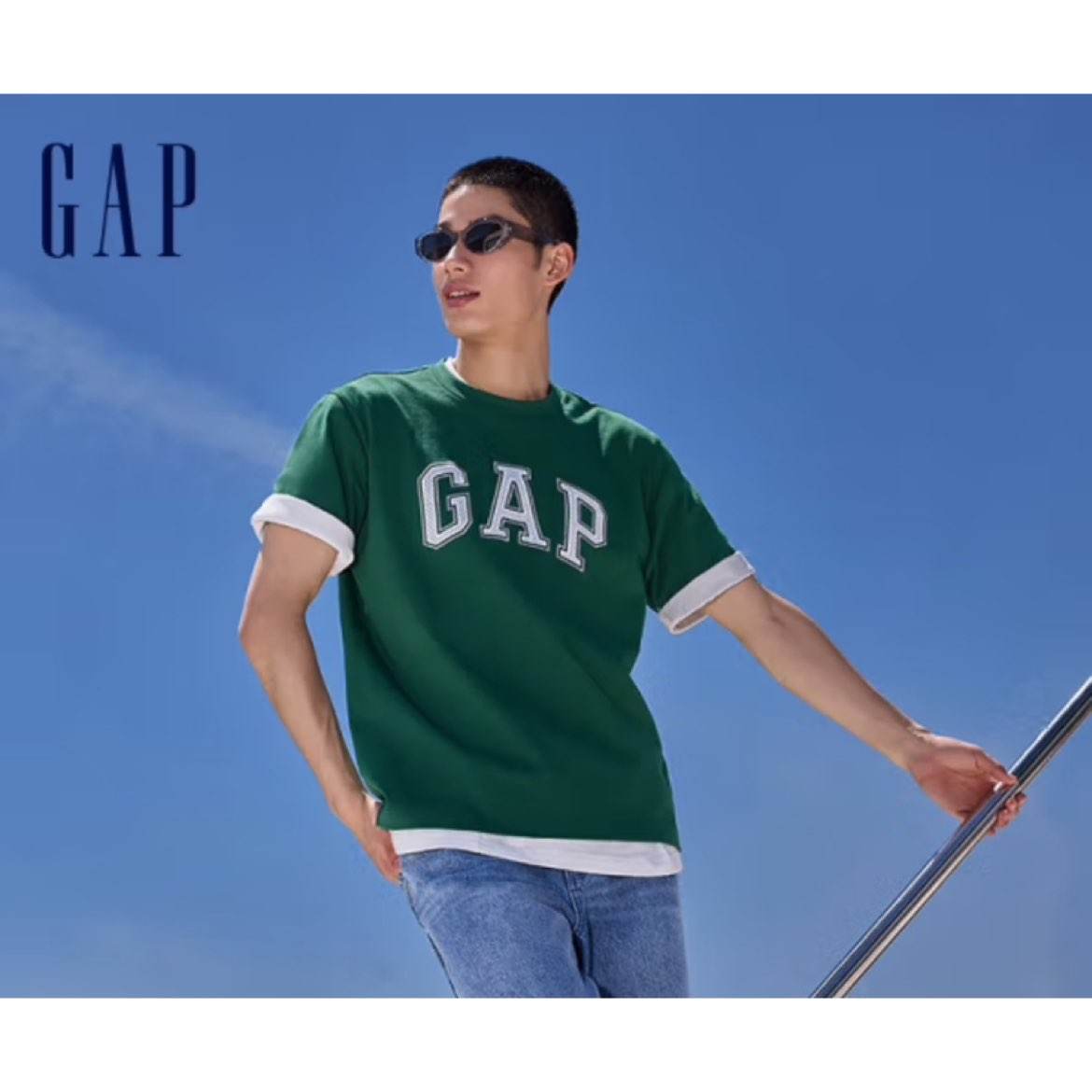 需凑单：Gap男女装2024夏季新款棉质拼接logo圆领短袖T恤 81.26元（需领券）