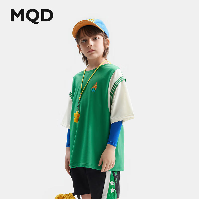 MQD 马骑顿 男童假两件短袖T恤 森林绿 44元（需用券）