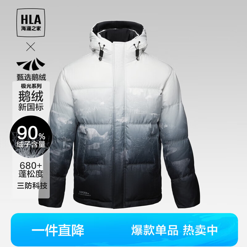 PLUS会员：HLA 海澜之家 极光羽绒服90白鹅绒 394.71元包邮（需用券，双重优惠