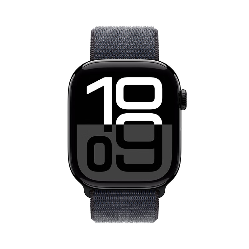 苹果 Apple Watch Series 10 GPS款 智能手表 46mm 亮黑色铝金属表壳 浓墨色回环式运