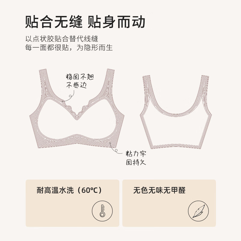 都市丽人 内衣女无尺码均码光面无痕聚拢无钢圈文胸罩套装2B351N 肤色 24.5元
