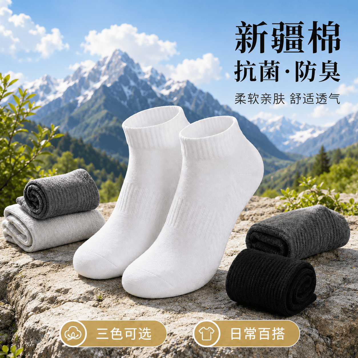 勋阳宇乐 新疆长绒棉袜子男士7A抗菌防臭吸汗 16.7元（需用券）