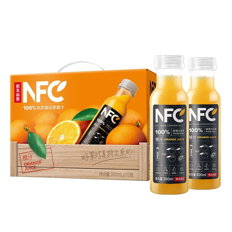 限地区、PLUS会员：农夫山泉 NFC100﹪橙汁果汁 300ml*10瓶 40.91元包邮（需用券