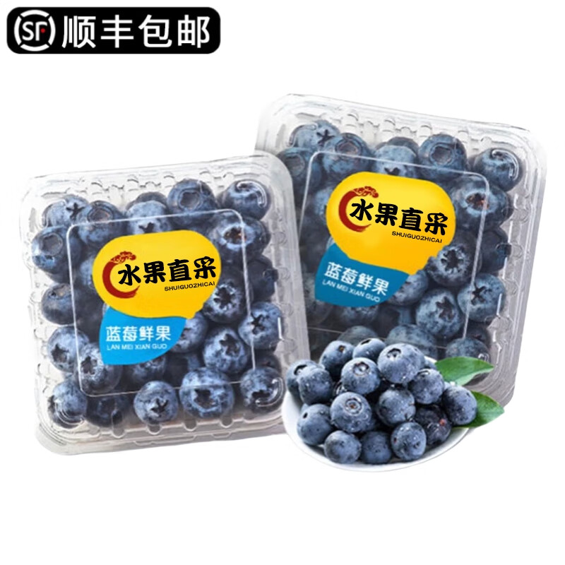 蓝莓超大果 国产新鲜当季水果送礼品物盒 尝鲜中果【单果14mm+】 69.9元