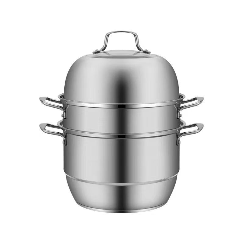 不锈钢蒸锅双层三层汤蒸煮锅大容量多功能汤锅 三层蒸锅 28cm 39.8元