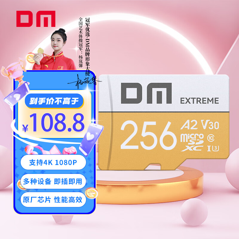 DM 大迈 256GB TF（MicroSD）存储卡 A2 V30 金卡 ￥95