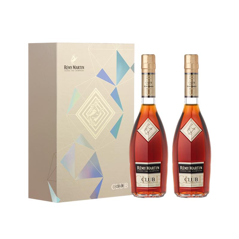 宅家食光：人头马 Remy Martin）洋酒 CLUB优质香槟区干邑白兰地 500ml*2瓶 双支