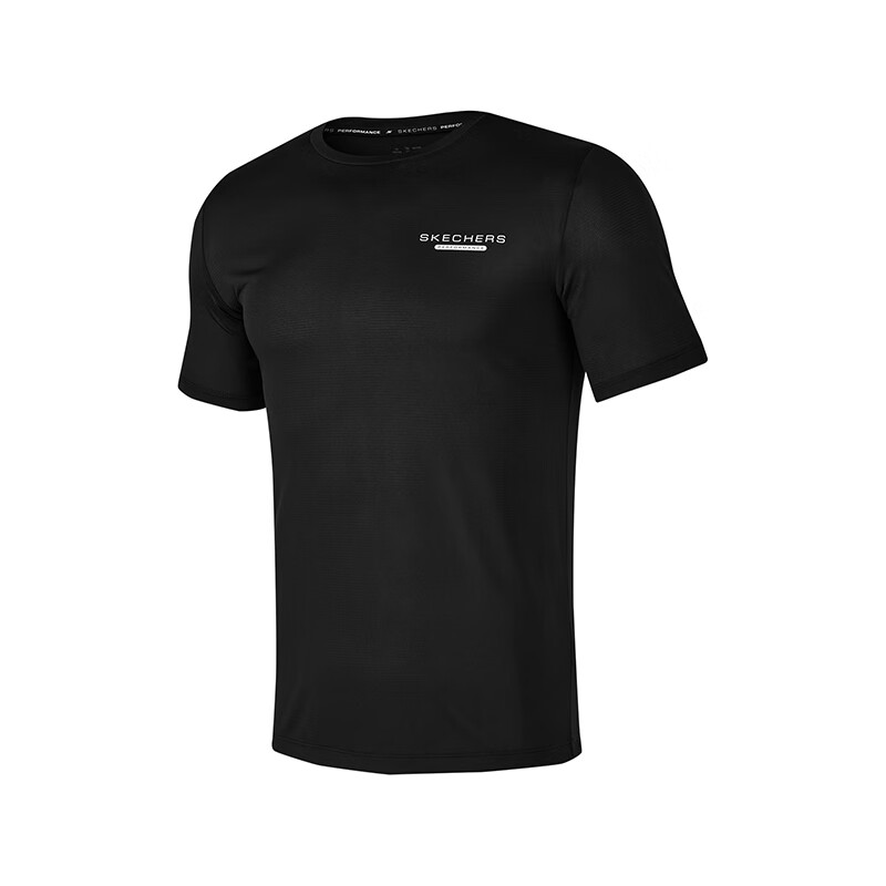 SKECHERS 斯凯奇 短袖男 2024夏季速干运动T恤时尚透气跑步短袖 碳黑 75元