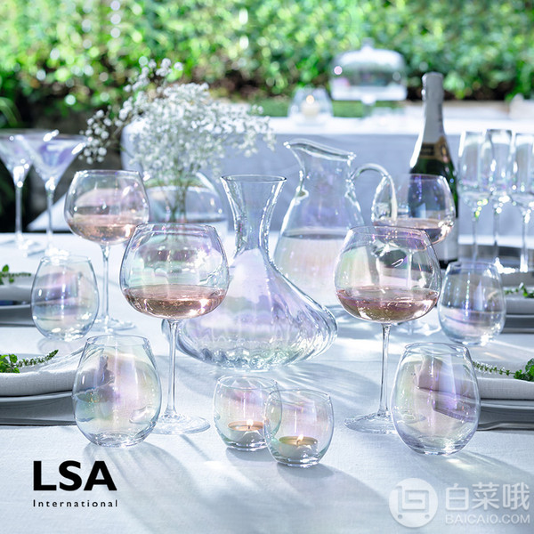单件免邮，LSA International 珍珠收藏系列 珍珠母贝透明玻璃杯 400ml *4个装288.87元