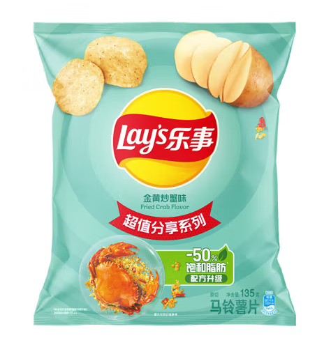 乐事 马铃薯片 金黄炒蟹味 135g ￥7.54