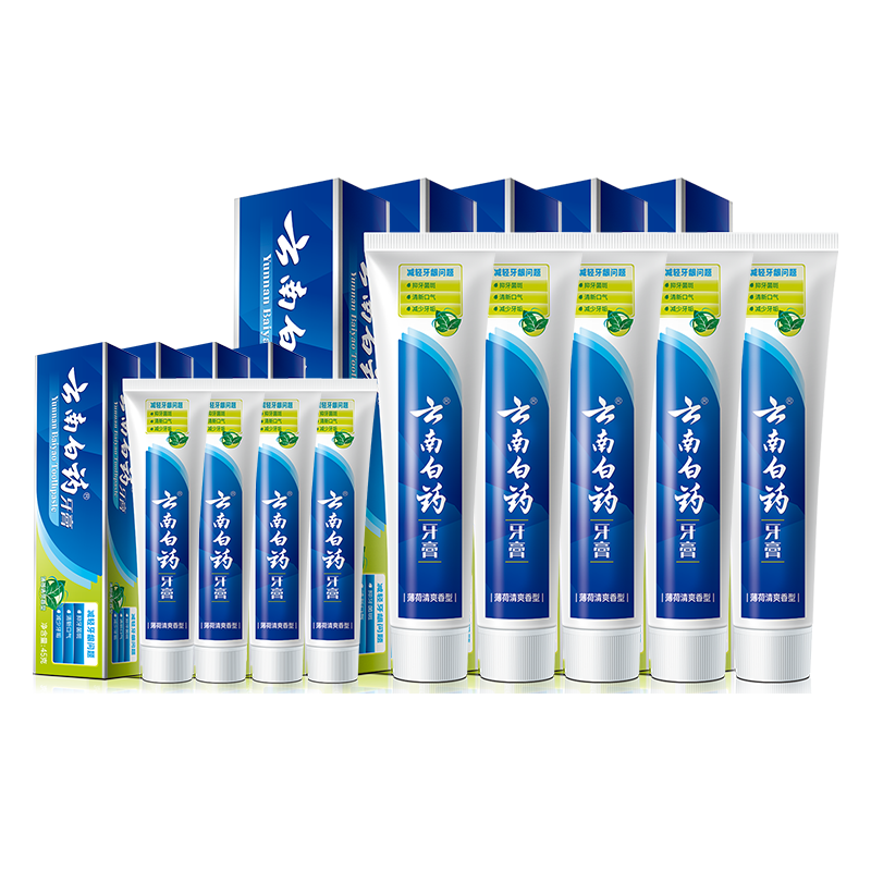 云南白药 牙膏经典组合套装150g*5+45g*4 87.07元（需买2件，需用券）