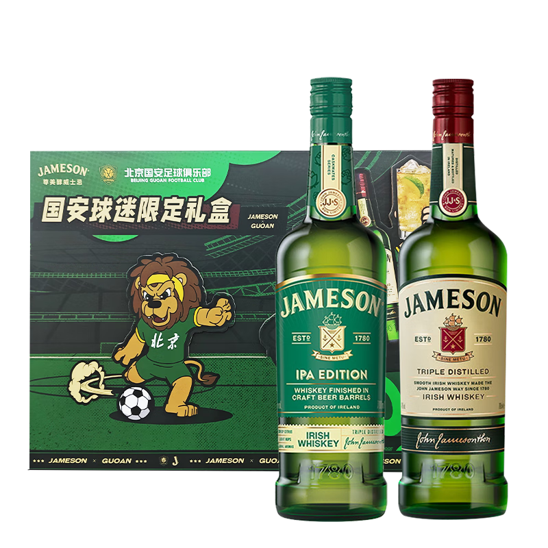 Jameson 尊美醇 爱尔兰威士忌 IPA版+原味 700ml*2瓶 北京球迷限定礼盒 236.41元 包