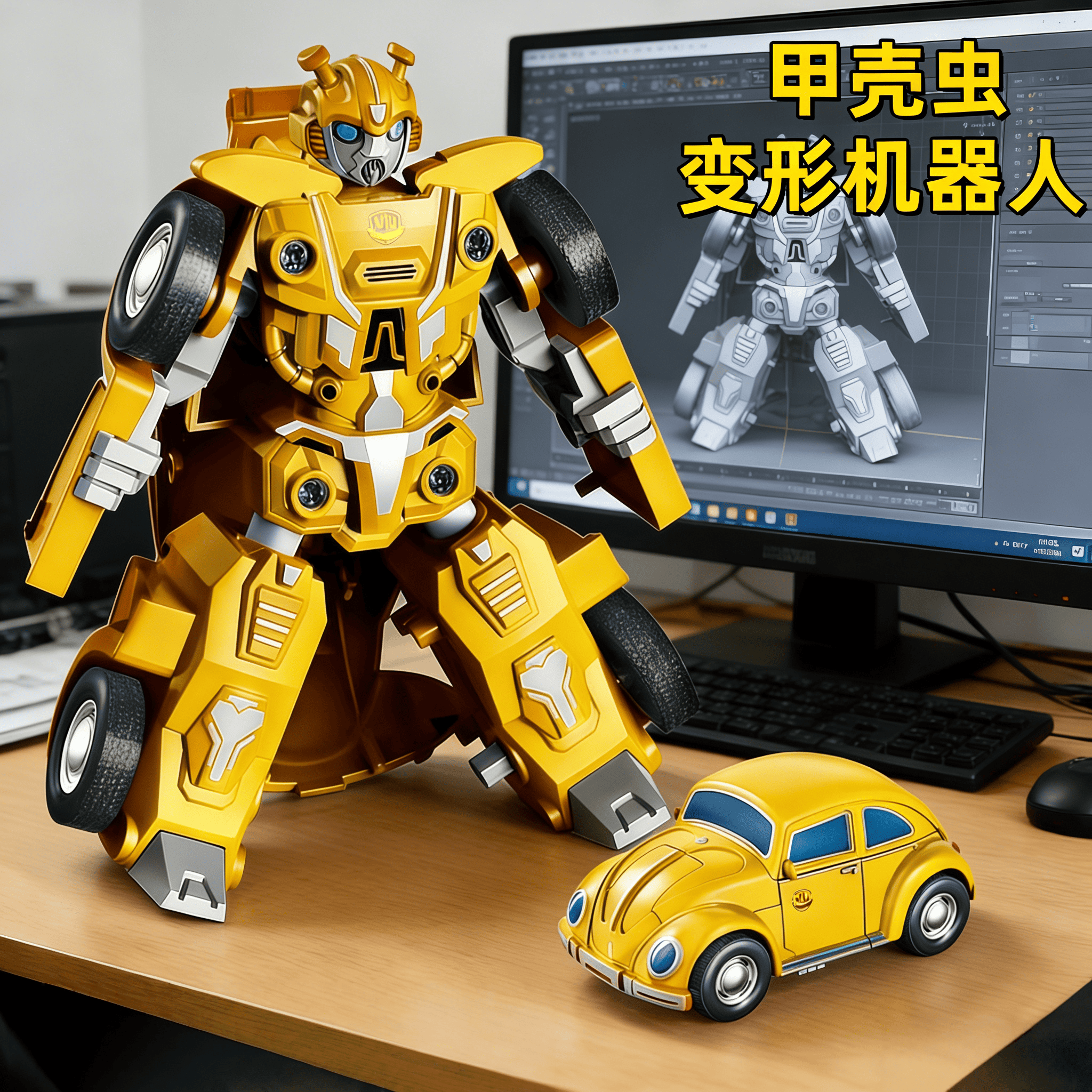 闭眼买：中精质造 甲壳虫变形机甲 黄 CCC认证 9.9元