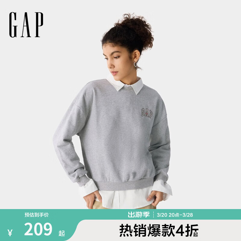 Gap 女装刺绣logo圆领卫衣 760790 ￥68.03