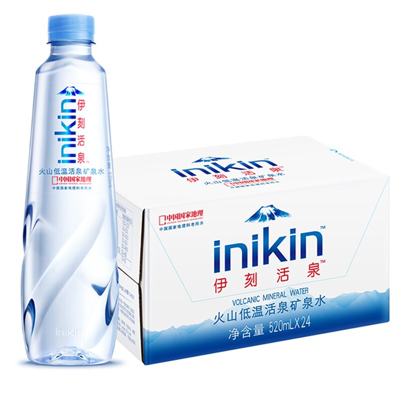 inikin 伊刻活泉 伊利 伊刻活泉 火山岩矿泉水 520ml*24瓶 34.9元