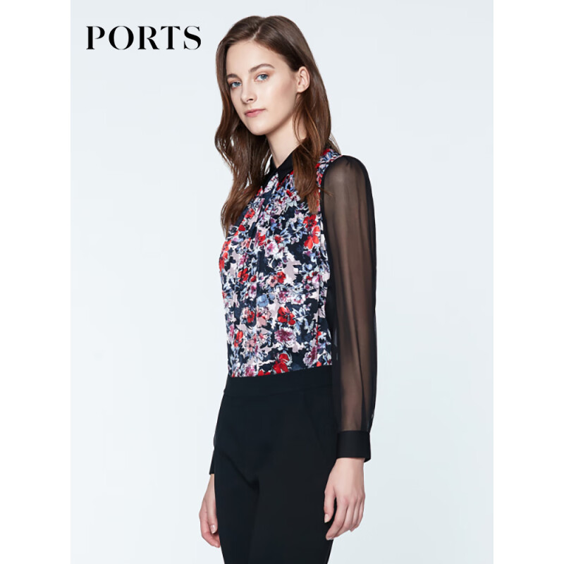 PORTS 宝姿 早春女装优雅印花拼接衬衫 260元